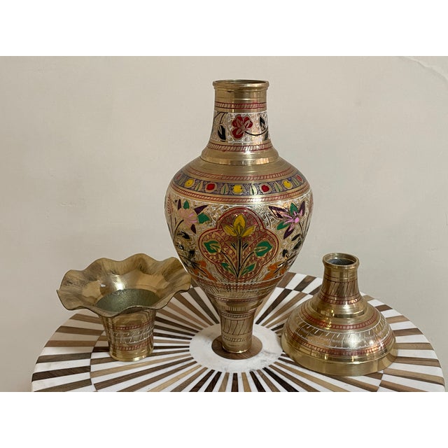Handcrafted Engraved Brass Vase For Sale - Image 6 of 10