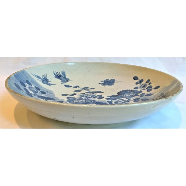 Ceramic Contemporary Chinoiserie Pheasant Blue & White Large Round Platter For Sale - Image 7 of 12