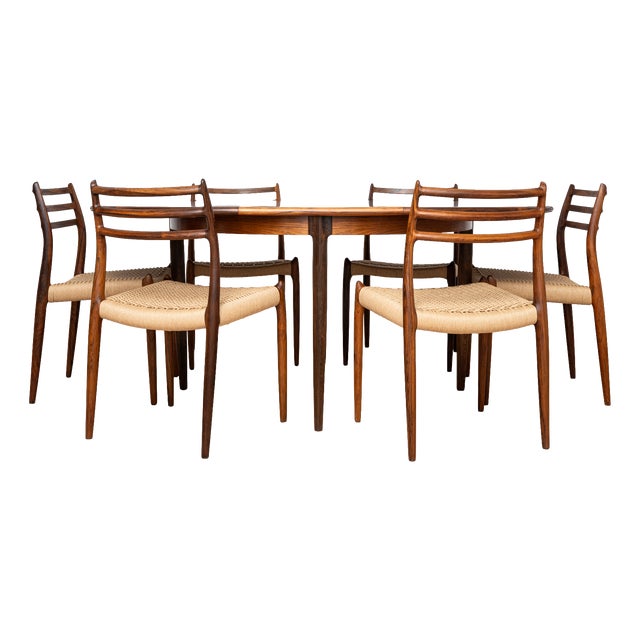 Model 15 Dining Table and Model 78 Chairs by Niels Otto Møller for J.L. Møller, Denmark, 1960s, Set of 7 For Sale