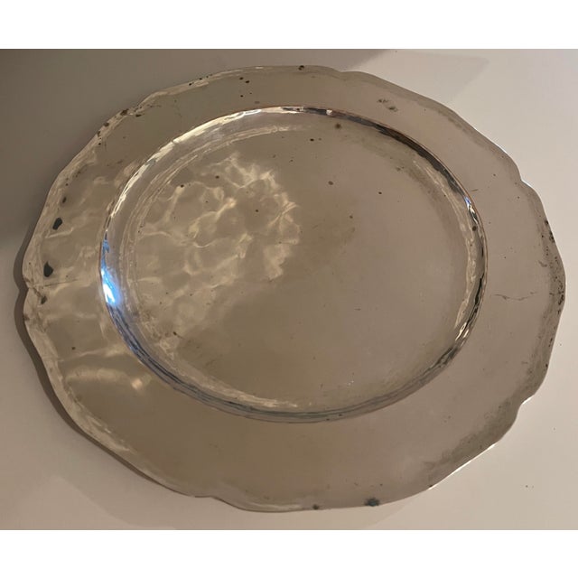 Metal Antique Arts & Crafts Hammered Silverplate Chargers - Set of Four For Sale - Image 7 of 8