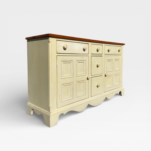 Traditional Vintage Painted Wood Sideboard With Paneled Doors For Sale - Image 3 of 18