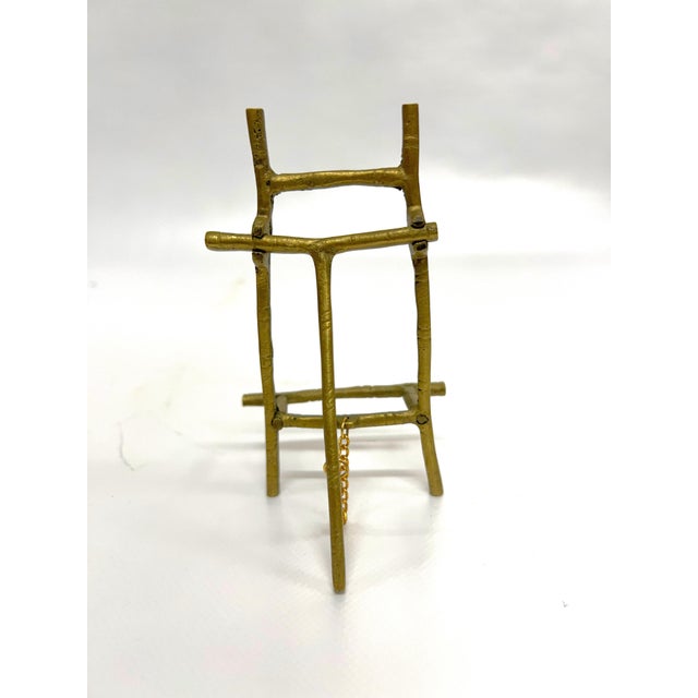 Vintage Brass Faux Bamboo Picture Easel For Sale - Image 4 of 6