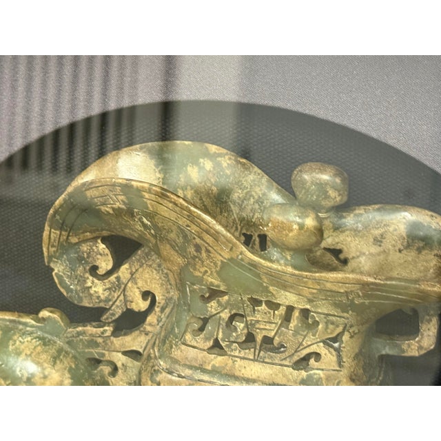 Jade Green Jade “Vase on Phoenix” Shadowbox For Sale - Image 8 of 12