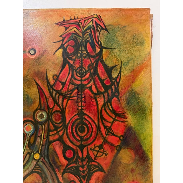 Arturo Potestad (1917–2016) Cuban Abstract Symbolist Painting, Signed & Dated 1992 For Sale - Image 4 of 8