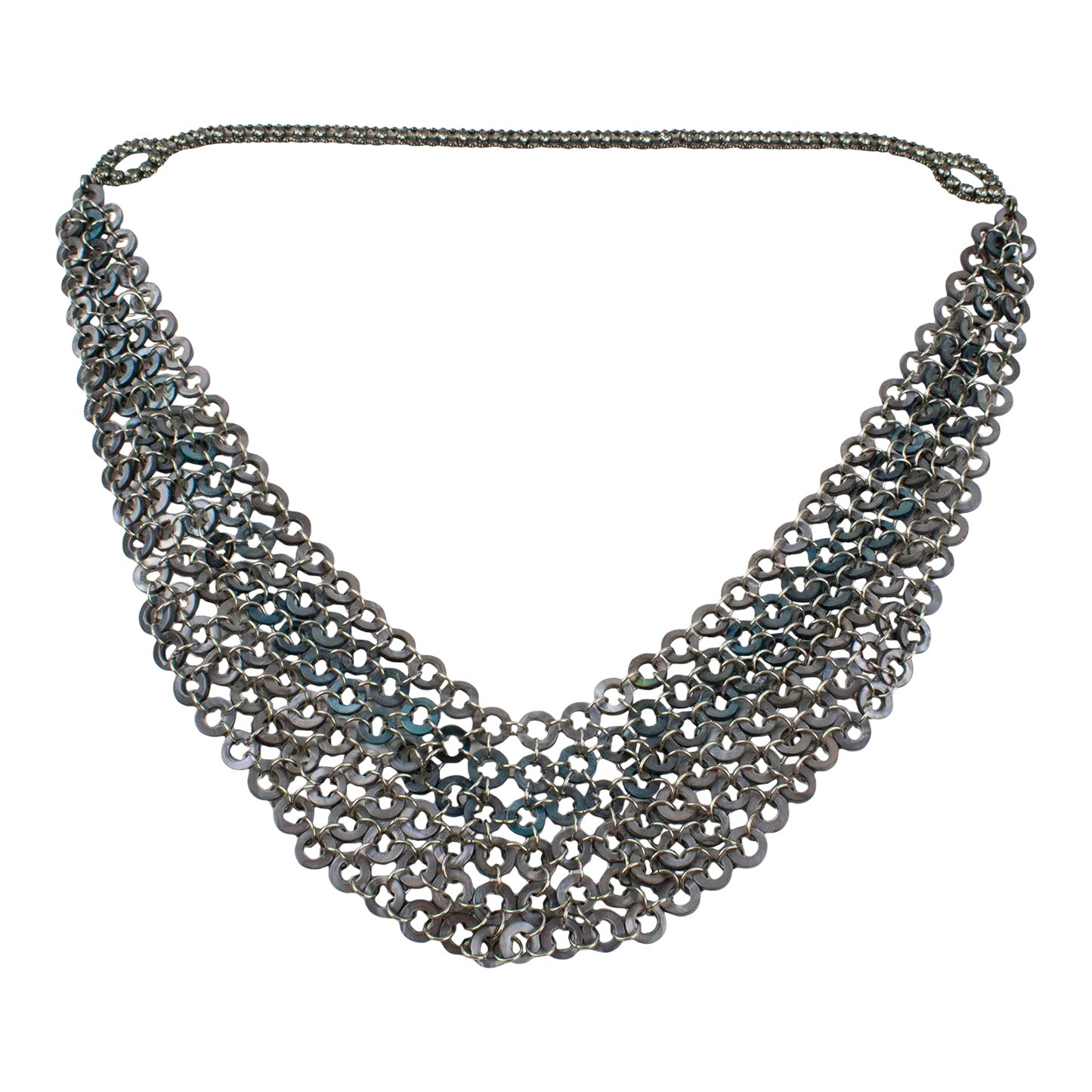 Paco Rabanne Style Futuristic Drapery Space Age Link Necklace | Chairish