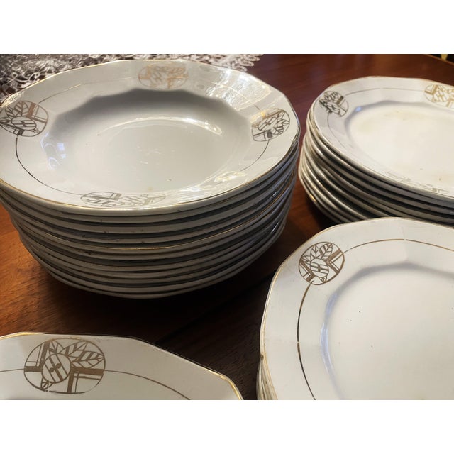 Large Belgian Art Deco Style Ceramic Dinner Service from Company St-Ghislain, 1920s, Set of 34 For Sale - Image 18 of 18