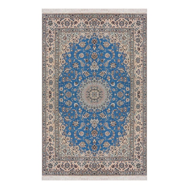 Hand-Knotted Wool and Silk Nain Rug from Habibian For Sale