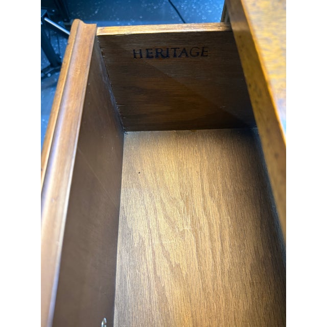 1960’s Heritage Furniture Burl Wood Nightstands (A Pair) For Sale - Image 11 of 11