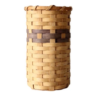 Vintage Hand-Woven Basket For Sale