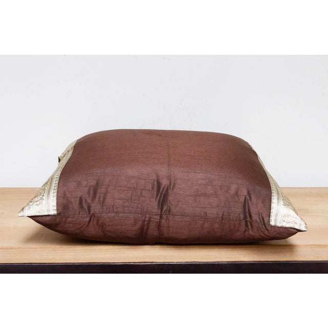 1990s Sepia Festive Silk Euro Pillow Cover For Sale - Image 5 of 7