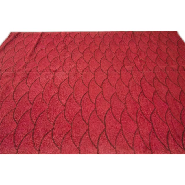 Textile Vintage Kilim Flatweave Pink Geometric Wool Rug For Sale - Image 7 of 8