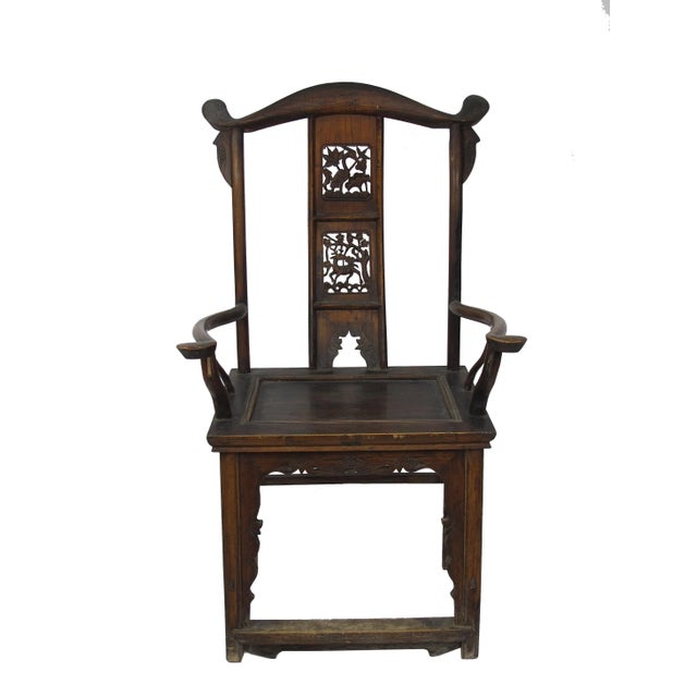 1920s Antique Chinese High York Back Armchairs - a Pair For Sale - Image 5 of 13