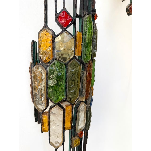 Amber Hammered Glass Wrought Iron Sconces by Longobard, Italy, 1970s, Set of 3 For Sale - Image 8 of 14