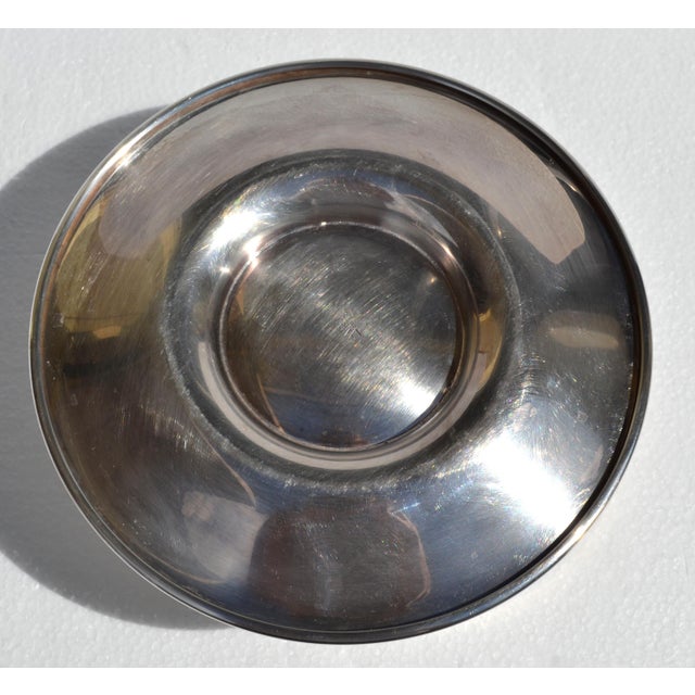 1950s Wallace Silver Plate Serving Bowl Attached Saucer Mid-Century Modern Tableware For Sale - Image 9 of 13