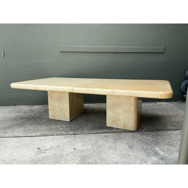 Vintage Goatskin Extendable Dining Table For Sale In West Palm - Image 6 of 12
