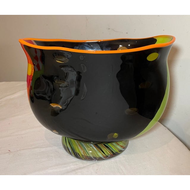 Large Blown Harry Stuart RPM Studio Centerpiece Bowl Art Glass Sculpture Vase For Sale - Image 11 of 14