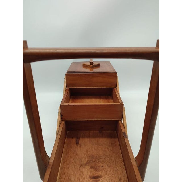 Mid-Century Wood Cantilever Sewing Box, Germany, 1950s For Sale - Image 6 of 10