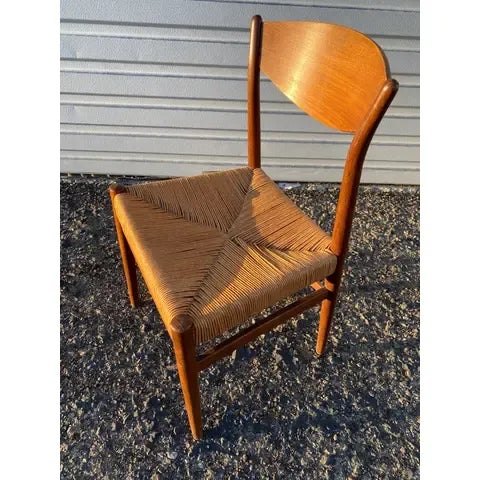 Chestnut Mid 20th Century Danish Rush and Teak Wood Chair For Sale - Image 8 of 8