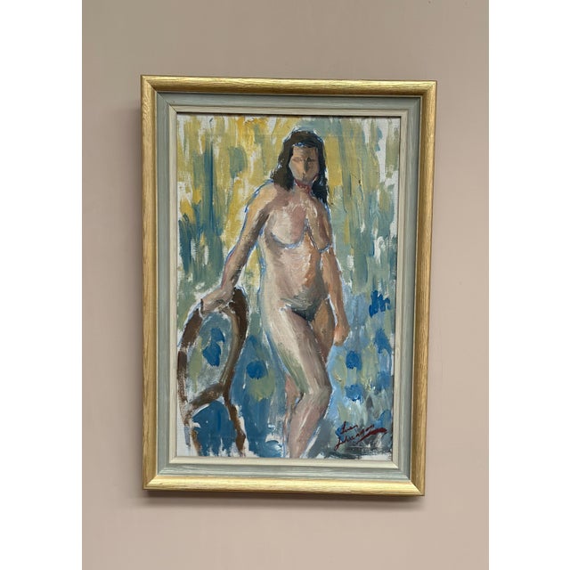 Original Mid Century Swedish Oil on Canvas – “Model Study” by Sven Johansson – Framed 46.5 × 32.5 cm (18.3" × 12.8") /...