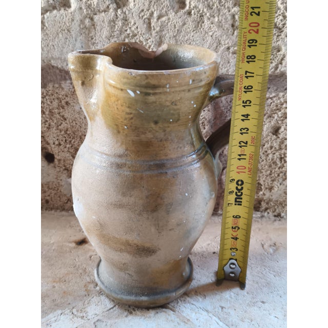 Vintage Rustic Yellow Glazed Terracotta Jug, Southern Italy For Sale - Image 5 of 7