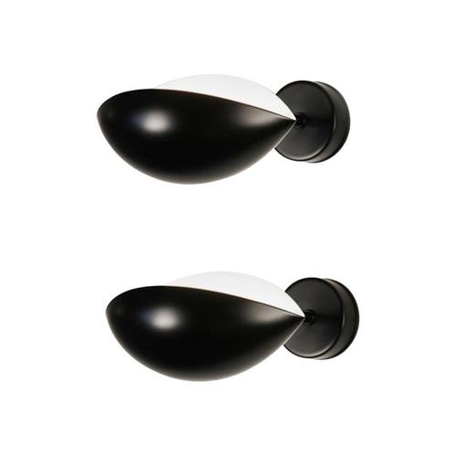 Black Mid-Century Modern Black Eye Sconce Wall Lamps by Serge Mouille, Set of 2 For Sale - Image 8 of 8
