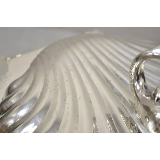 Vintage Eton Dolphin Handle Clam Shell Silver Plated Electrified Bun Warmer For Sale - Image 4 of 13