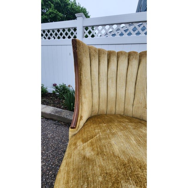 Hollywood Regency Pair of Vintage Hollywood Regency Shell Back Slipper Chairs, 1940s Style For Sale - Image 3 of 18