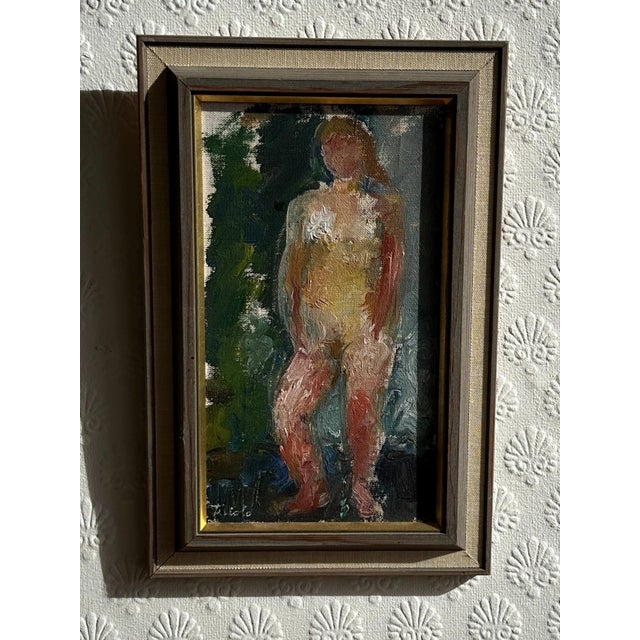 Mid-Century Modern Gunnel Tiriolo, Female Model, 1963, Oil on Canvas, Framed For Sale - Image 3 of 16