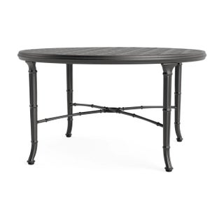 Brown Jordan Calcutta 36" Round Cast Top Chat Table, Textured Pewter frame For Sale