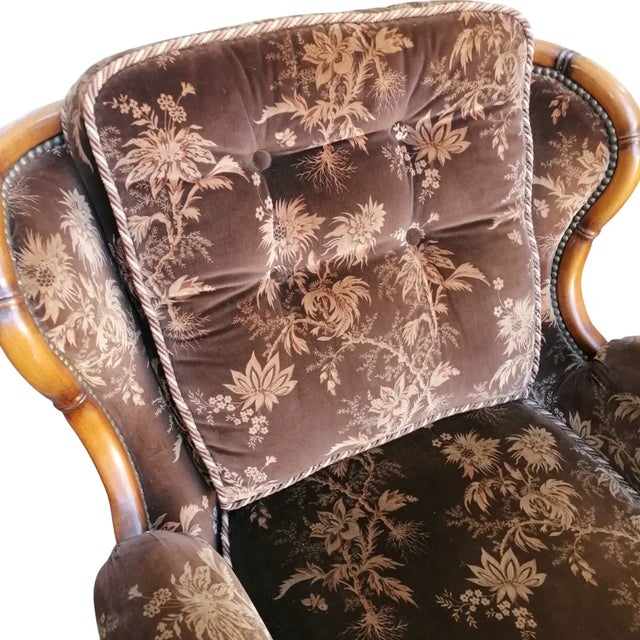 1970s Armchairs in Velvet and Vienna Straw, 1970s, Set of 2 For Sale - Image 5 of 13