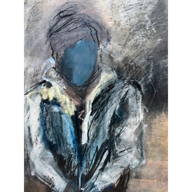 Linen Nancy Willis Spy With Revolver Signed Pastel/Oil on Paper, Circa 1980 For Sale - Image 8 of 11