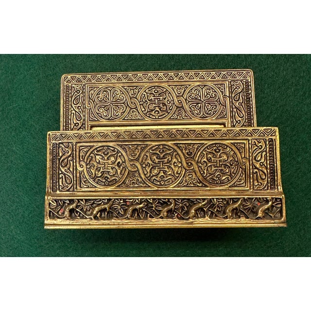 Early 20th Century Tiffany Studios New York 1643 Venetian Bronze Note Pad Holder Desk Blotter For Sale - Image 13 of 16