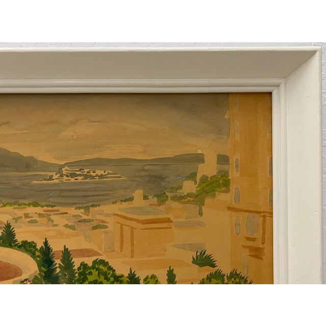 Impressionist A View From Pacific Heights Original Watercolor Circa 1940s For Sale - Image 3 of 7