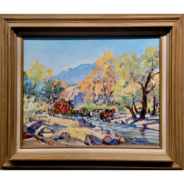 Marjorie Reed -Stagecoach Crossing a Western Landscape-Oil Painting For Sale - Image 10 of 10