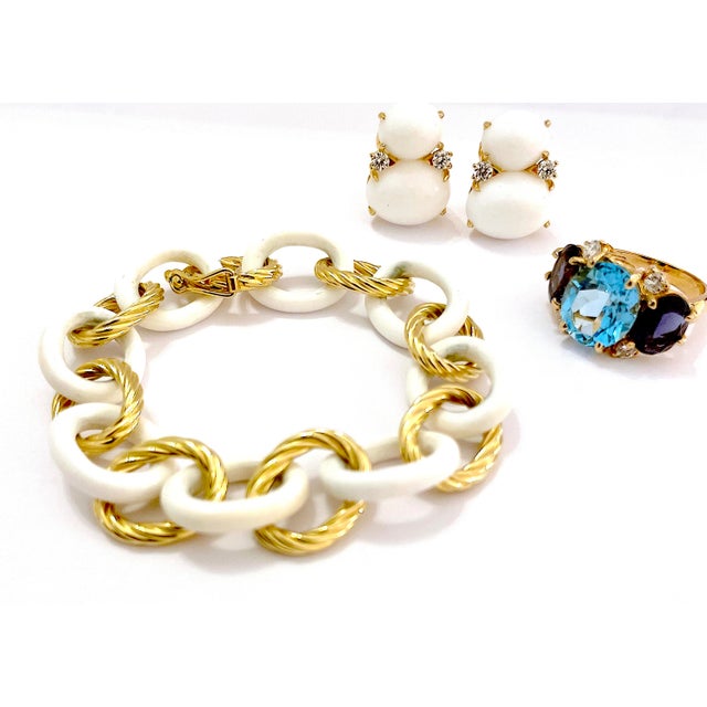 Not Yet Made - Made To Order Christina Addison Basket Weave Yellow Gold Hinged Cuff Bracelet For Sale - Image 5 of 12