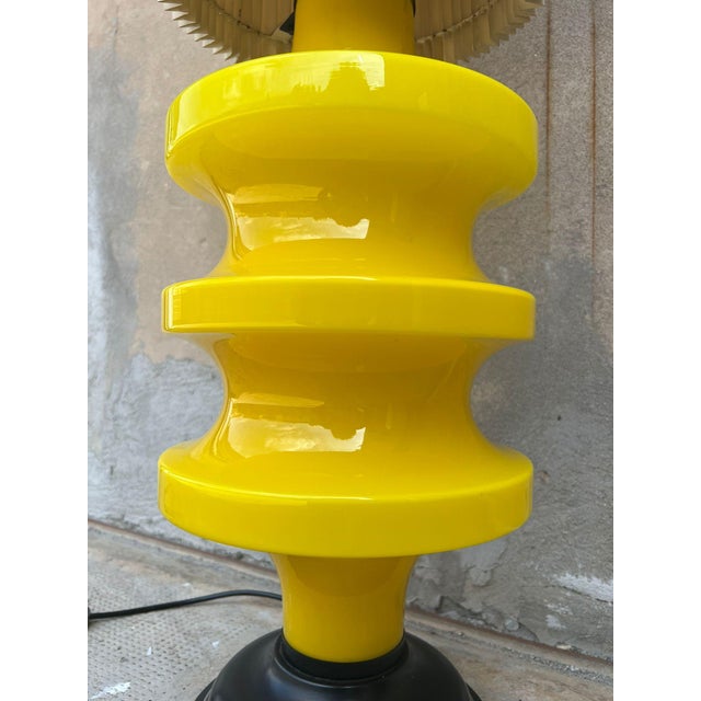 Large Yellow Murano Glass Table Lamp with Pleated Lampshade, 1970s For Sale - Image 17 of 18