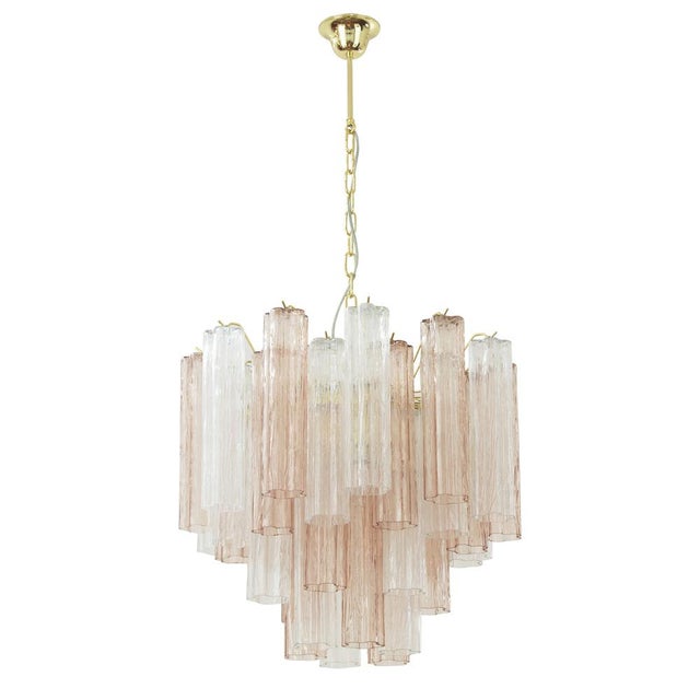 Italian Pink and Clear Glass Suspension Lamp, 1990s For Sale - Image 12 of 12