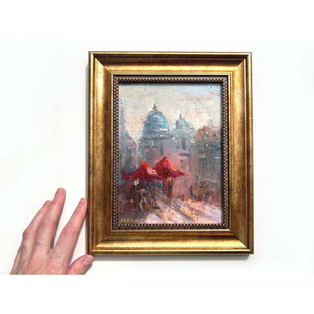 Paint Framed Original Oil Painting "Parisian Cafe Near Sacré-Cœur" by v. Serova For Sale - Image 7 of 9