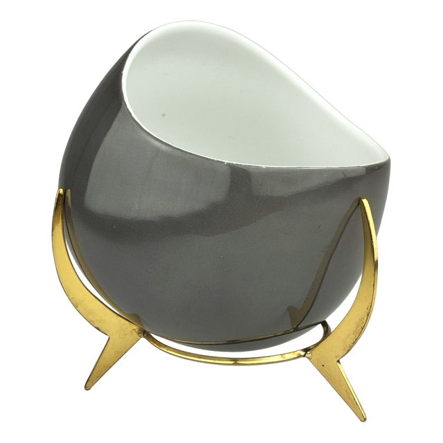 Porcelain Bowl with Brass Tripod Stand from KPM Krister, Germany, 1950s For Sale