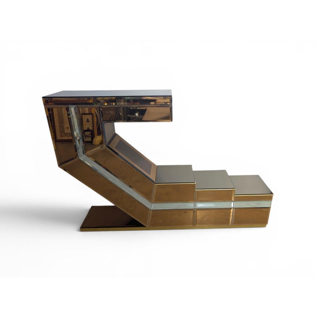 Stepped Console Table with Mirrors and Compartments, 1970s For Sale - Image 12 of 12