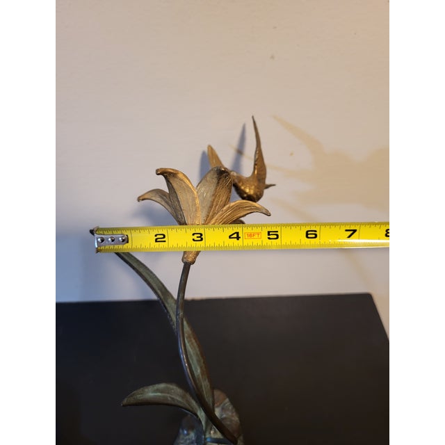 1970s Bronze Metal Hummingbird Flower Sculpture For Sale - Image 15 of 17