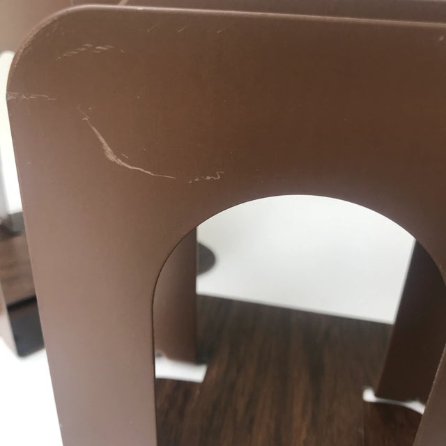 Metal Faux Wood Grain Metal Bookends - Set of 2 For Sale - Image 7 of 13