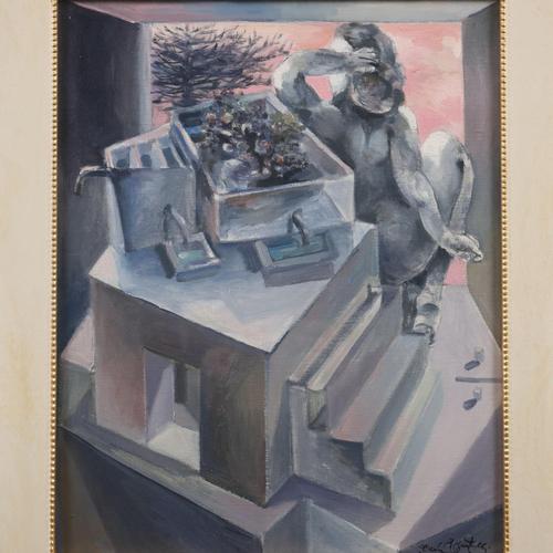 Ercole Pignatelli, Woman at the Window, Oil on Canvas For Sale - Image 3 of 12