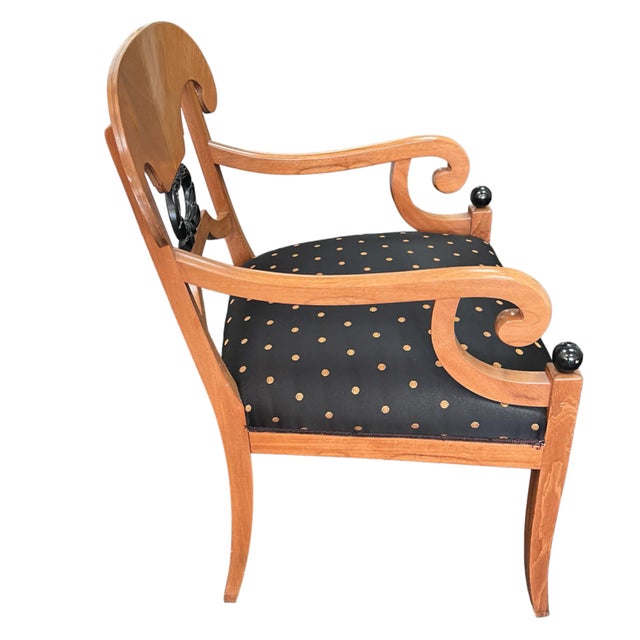 1980s Pair of Biedermeier-Style Empire Armchairs For Sale - Image 5 of 12