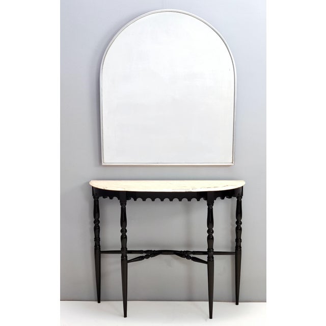 Vintage Minimal Shield-Shaped Wall Mirror with Steel Frame, Italy For Sale - Image 4 of 9