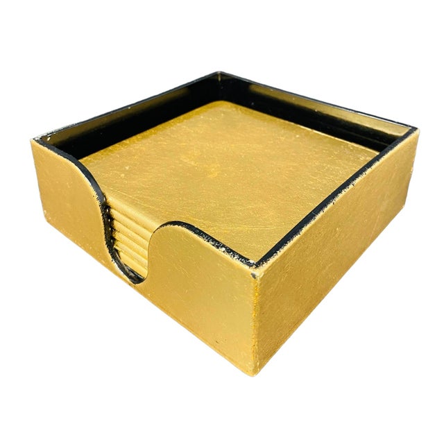 Mid-20th Century Hollywood Regency Square Gold Leaf and Black Lacquer ...