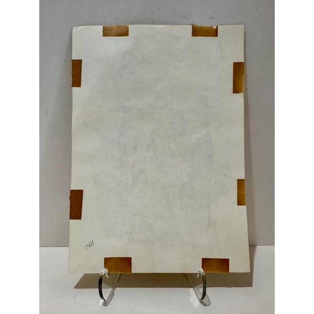 Henry Emil Salloch Original Watercolor on Paper Castle Ruins With Cow, 1966. For Sale In Atlanta - Image 6 of 7