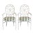 Pair of White Oval Spider Back Chairs Newly Upholstered in Schumacher Green & White Audrey Stripe For Sale