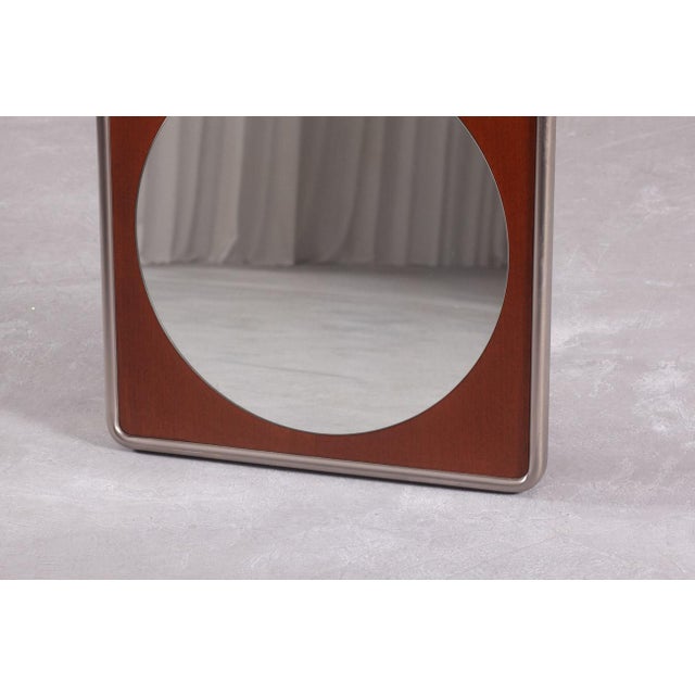 Vintage Square Metal and Wood Wall Mirror, Germany, 1970s For Sale - Image 3 of 8