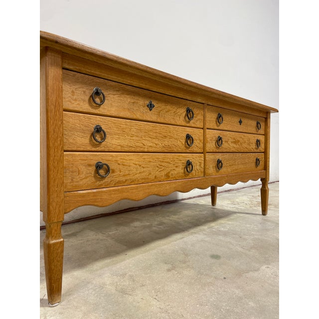 Wood Danish Scandinavian Oak Rustic Dresser Henning Kjaernulf Attrib For Sale - Image 7 of 10